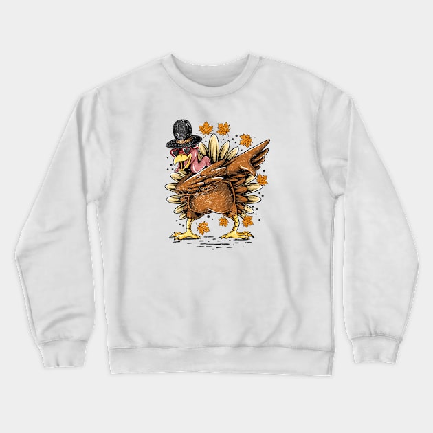 Dabbing Turkey Thanksgiving Day Funny Dab Crewneck Sweatshirt by ChrifBouglas